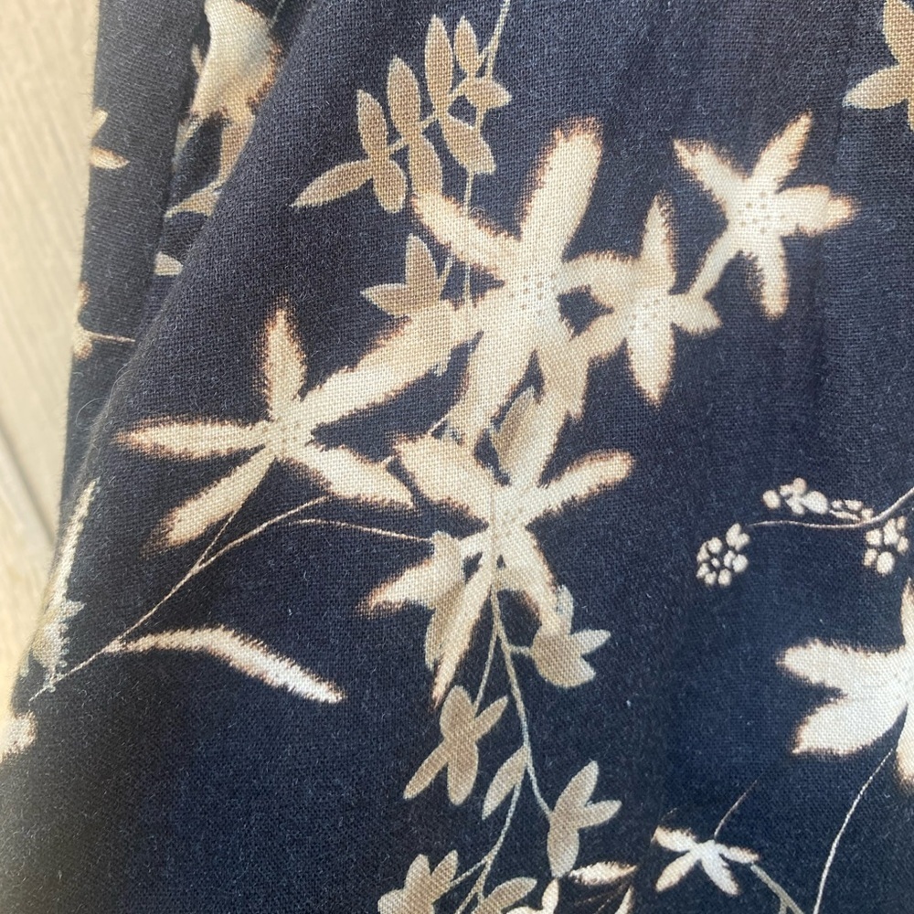 Vintage Orvis‎ Floral Woodland Floral Print Linen Blend Black Cream Size 20 NWT - Picture 4 of 8